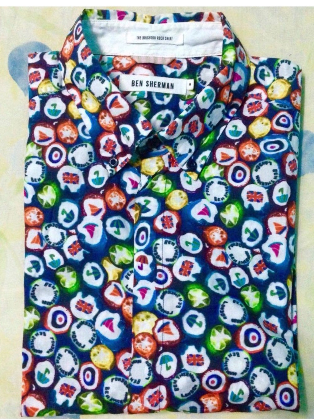 Ben Sherman Navy Multicolor Orb Print Short-Sleeve Button-Down Shirt